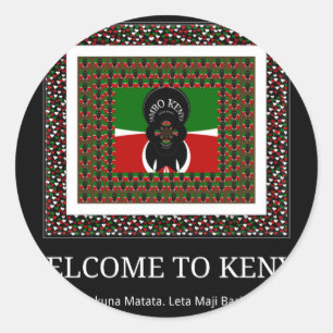 Sticker Rond Célébration du Kenya : Un accueil chaleureux au Ke