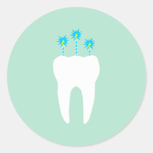 Sticker Rond Célébration d'une dent aux bougies