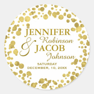 Sticker Rond Célébration Gold Confetti