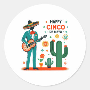Sticker Rond Célébration Mariachi – Joyeux Cinco de Mayo