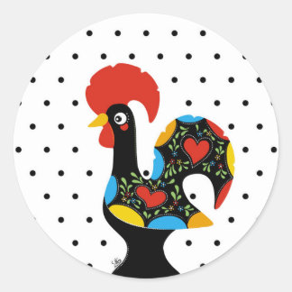 Sticker Rond Célèbre coq de Barcelos Nr 09 - Pois