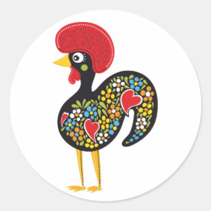 Sticker Rond Célèbre coq de Barcelos Portugal Nr. 07