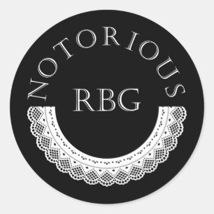 Sticker Rond Célèbre RBG Ruth Bader Ginsburg Lace Collar