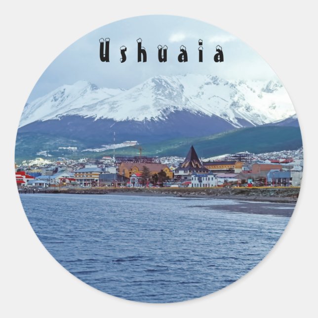 Sticker Rond Célèbre Ushuaia - Tierra del Fuego, Argentine (Devant)