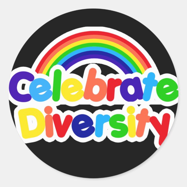 Sticker Rond Célébrer la diversité Gay pride Arc-en-ciel (Devant)