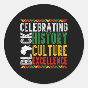 Sticker Rond Célébrer le Mois de l'histoire des Noirs Afro Homm