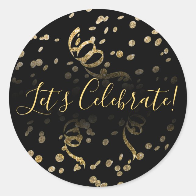 Sticker Rond Celelbrate Gold Confetti (Devant)