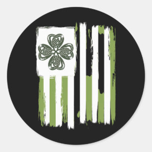 Sticker Rond Céleste noeud quatre feuilles Clover Stripes Desig