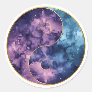 Sticker Rond Celestial Yin‑Yang Cosmic Balance