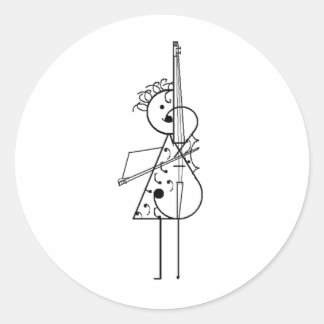 Sticker Rond Cello Girl