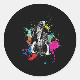 Sticker Rond Cello musicien instrument de musique Cellist