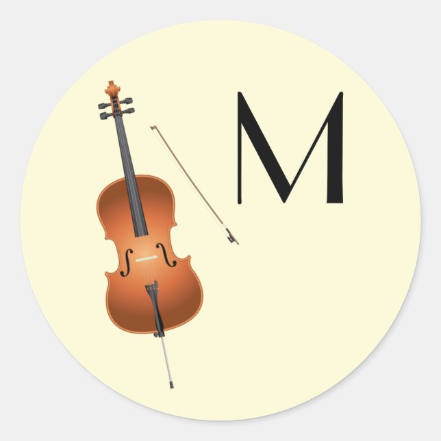 Sticker Rond Cello Musicien Musique Enseignant Chaîne Orchestre (Devant)