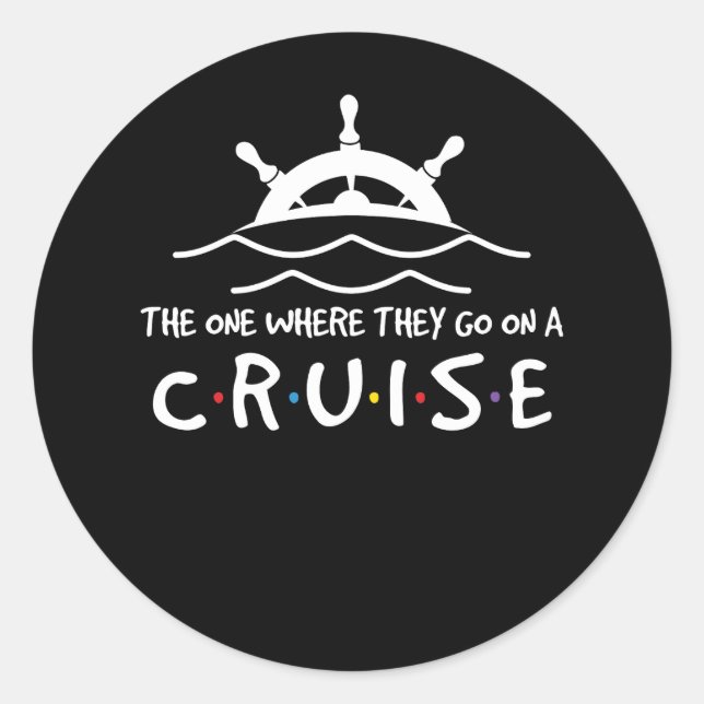 Sticker Rond Celui Où Ils Se Rendent Sur Une Croisière En Famil (Devant)