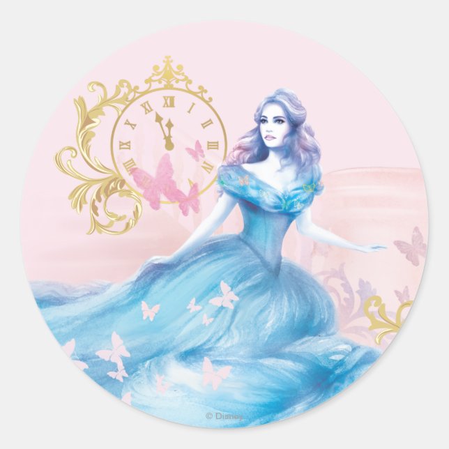 Sticker Rond Cendrillon approchant minuit (Devant)