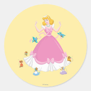 Sticker Rond Cendrillon et amis