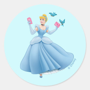 Sticker Rond Cendrillon et oiseaux