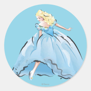 Sticker Rond Cendrillon Et Sa Chaussure En Verre