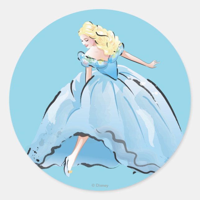 Sticker Rond Cendrillon Et Sa Chaussure En Verre (Devant)