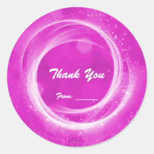 Sticker Rond Cendrillon Étincelle Rose et Blanc Fête pour Tout
