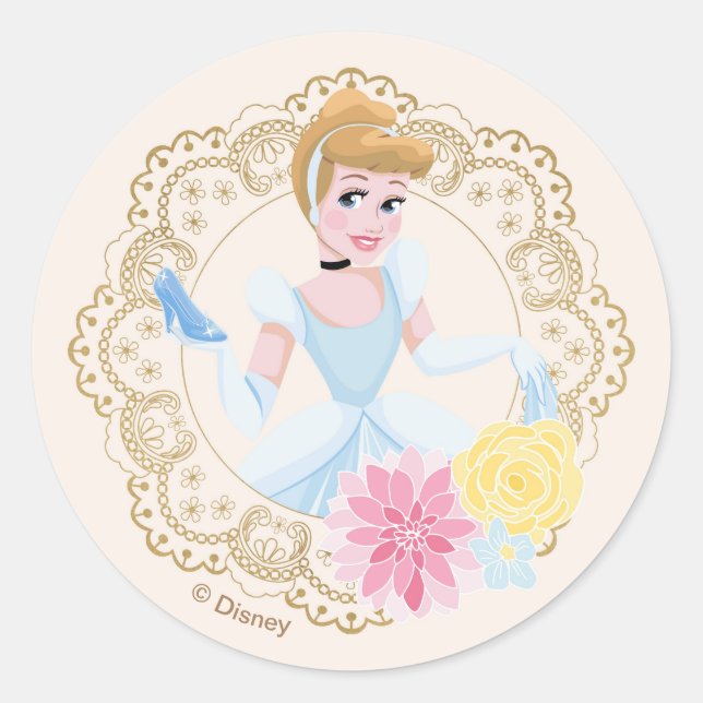 Sticker Rond Cendrillon | Floral Gold Confetti (Devant)
