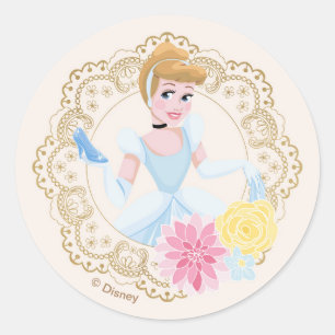 Sticker Rond Cendrillon   Floral Gold Confetti