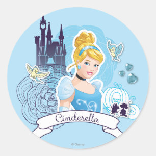 Sticker Rond Cendrillon - Grand Coeur