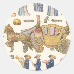 Sticker Rond Cendrillon, Jouets Vintages en papier victorien
