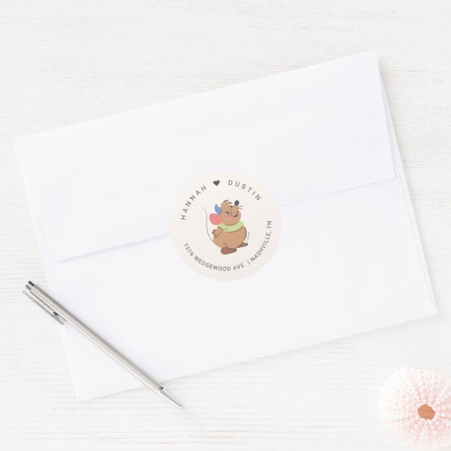 Sticker Rond Cendrillon & Prince Charming Adresse Mariage (Enveloppe)