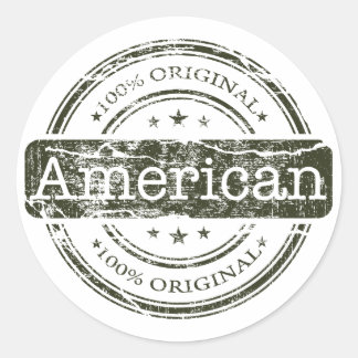 Sticker Rond Cent pour cent d'origine américaine, par Lyserty