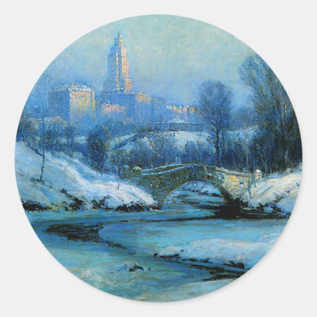 Sticker Rond Central Park à WInter (Devant)