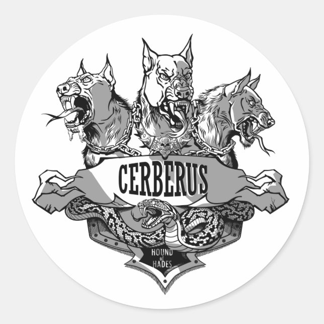 Sticker Rond Cerberus et serpent (Devant)