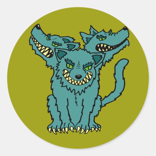 Sticker Rond Cerberus - Livre des monstres - Grèce antique (Devant)