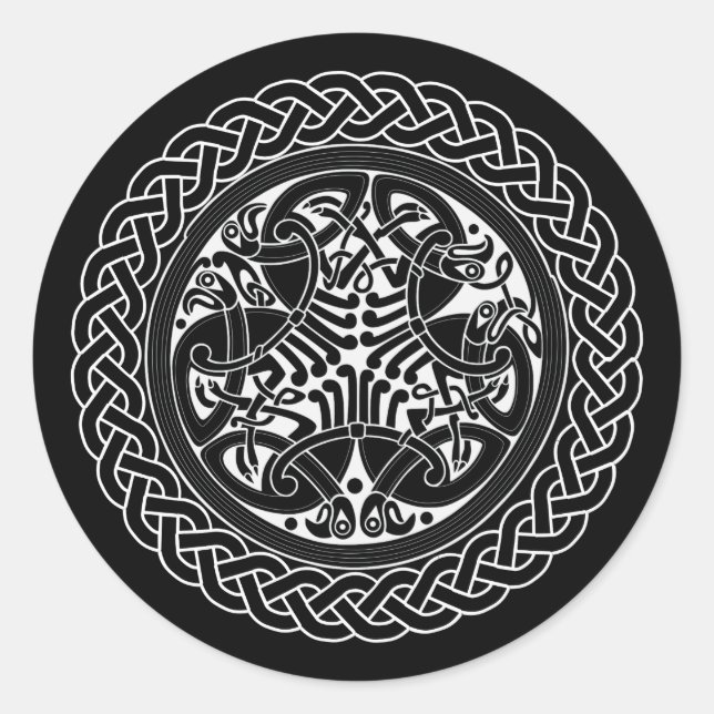 Sticker Rond Cercle à noeuds celtique avec oiseaux (Devant)