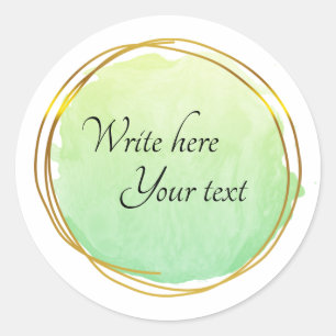 Sticker Rond Cercle aquarelle vert lime or élégant Classi