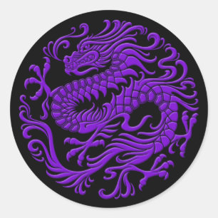 Sticker Rond Cercle chinois pourpre et noir traditionnel de