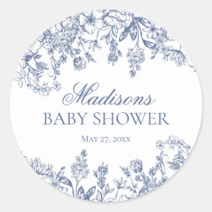 Sticker Rond Cercle de Baby Shower Floral Vintage Chinoiserie B