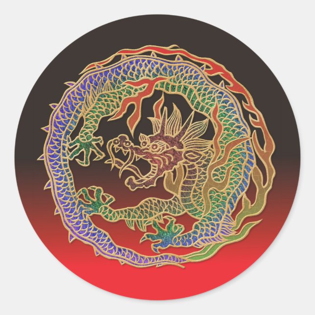 Sticker Rond Cercle de dragon éternel (Devant)