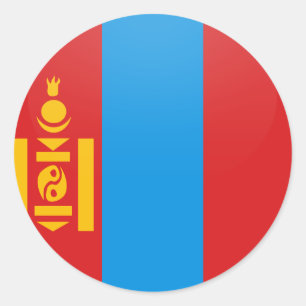 Sticker Rond Cercle de drapeau de qualité de la Mongolie