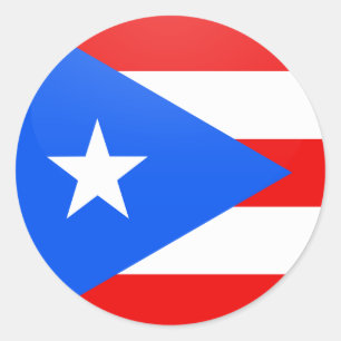 Sticker Rond Cercle de drapeau de qualité de Porto Rico