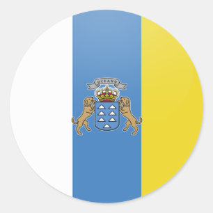 Sticker Rond Cercle de drapeau de qualité des Îles Canaries