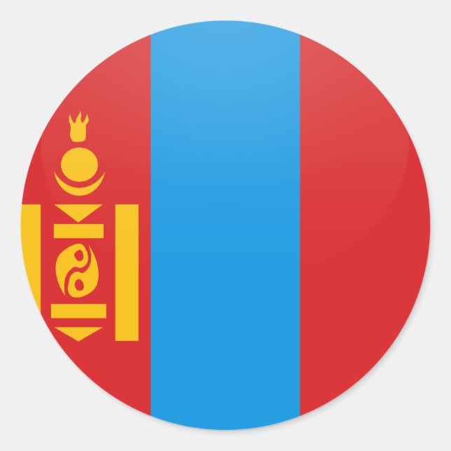 Sticker Rond Cercle de drapeau de qualité Mongolie (Devant)