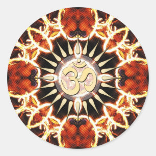 Sticker Rond Cercle de feu Golden Om Spirit