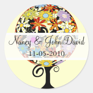 Sticker Rond Cercle de Forêt Magique de l'Amour Mariage d'arbre