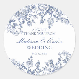 Sticker Rond Cercle de mariage floral vintage en chinoiserie bl