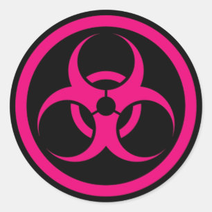 Sticker Rond Cercle de risque de bio rose et noir