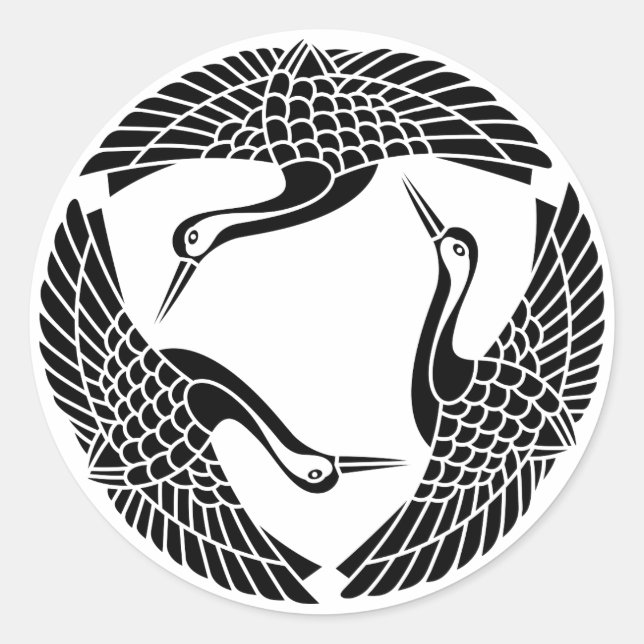 Sticker Rond Cercle de trois grues (Devant)