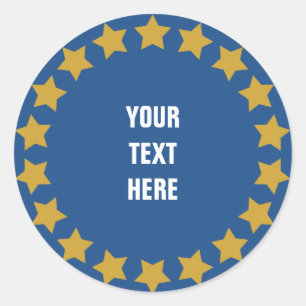 Sticker Rond Cercle d'étoiles or texte personnalisé & arrière -