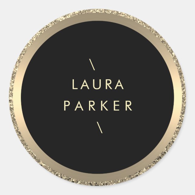 Sticker Rond Cercle d'or Parties scintillant anneaux bordure mi (Devant)