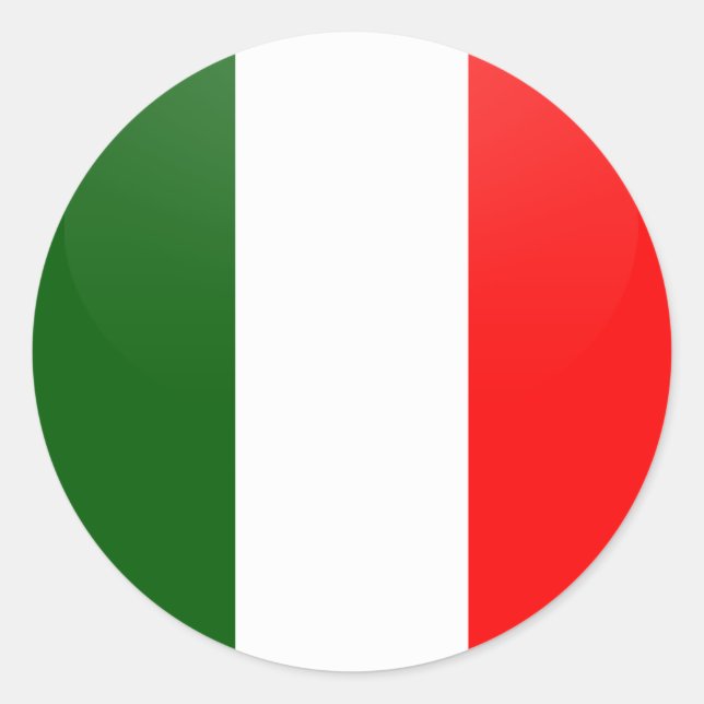 Sticker Rond Cercle Drapeau de qualité Italie (Devant)
