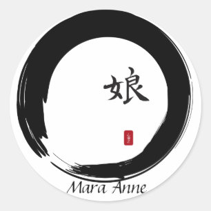 Sticker Rond Cercle Enso avec symbole pour fille